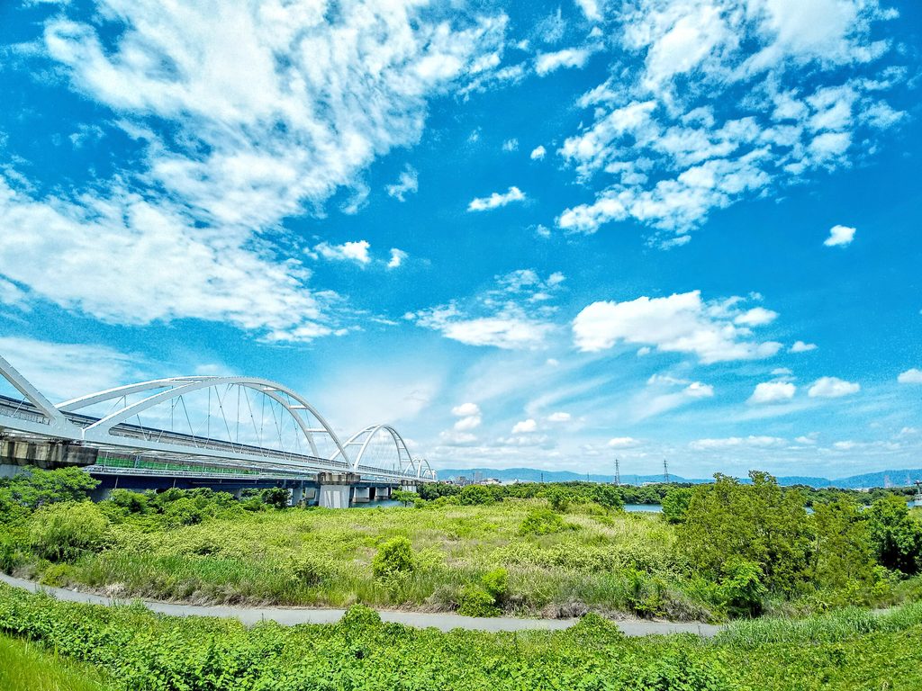 淀川河川敷から見る鳥飼大橋