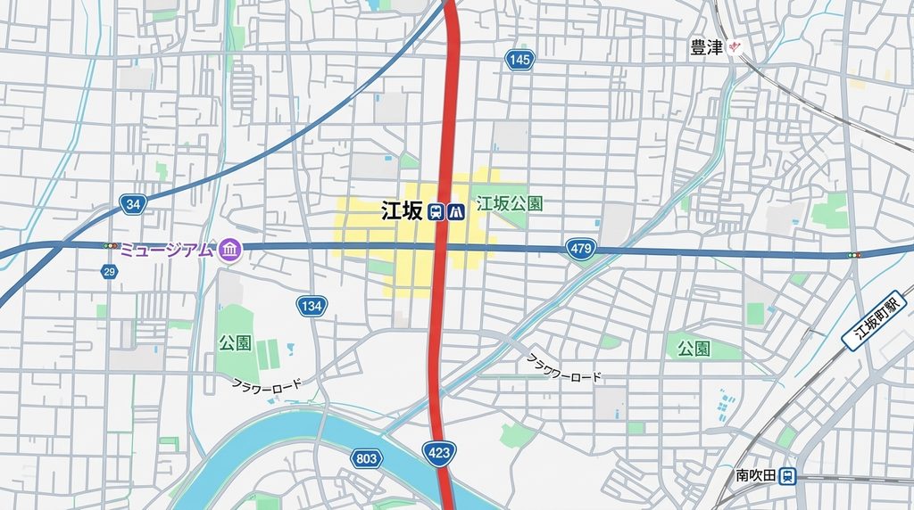 江坂駅周辺の地図