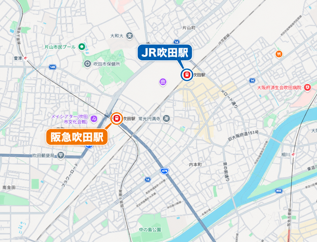 JR/阪急吹田駅マップ