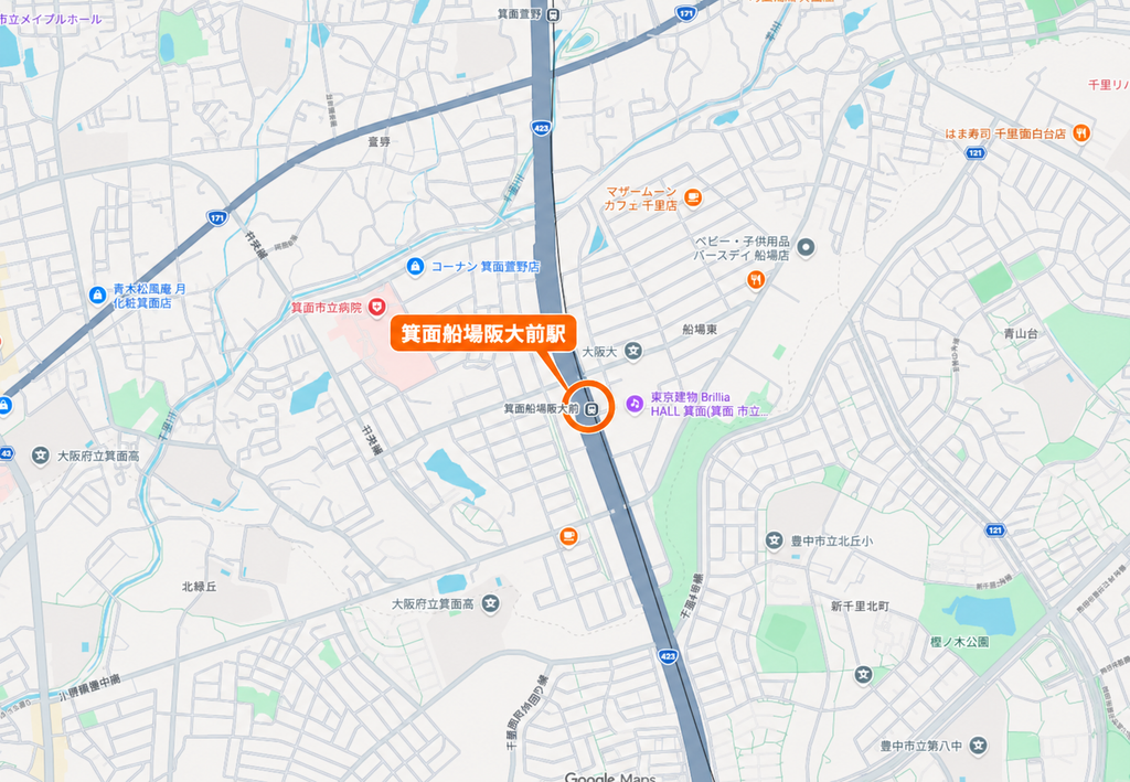箕面船場阪大前駅周辺マップ