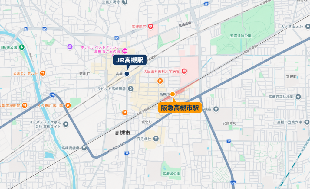JR高槻駅・阪急高槻市駅周辺